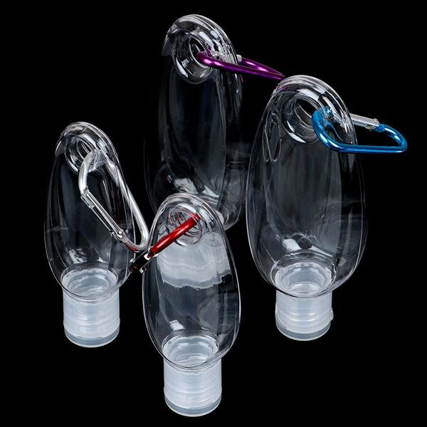 

bath accessory set 30ml /60ml portable transparent empty bottles with hook disinfectant hand sanitizer toner lotion bottle plastic