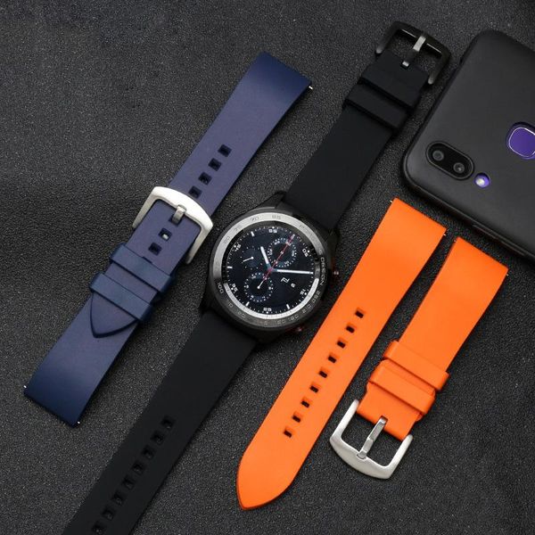 

watch bands beafiry silicone strap 20mm 22mm 24mm quick release fluorine rubber watchband watches band waterproof for men orange black, Black;brown