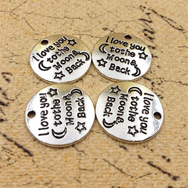 

keychains 10pieces/lot diy keychain pendant i love you to the moon and back 20mm, Silver