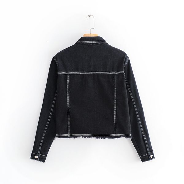 

women's jackets [ewq] spring autumn turn-down collar loose trend coat feminino long sleeved contrast denim jacket femme nouveau qj30001, Black;brown