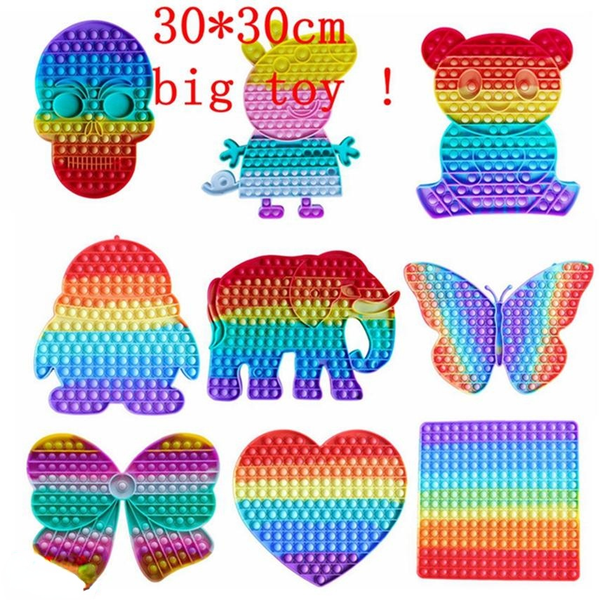 

30cm big many shape animals push bubble fidget toy rainbow elephant panda party favor silicone stress reliever sensory toys by sea lla965