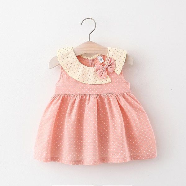

summer kids bow lapel dress girl girl's dresses, Red;yellow