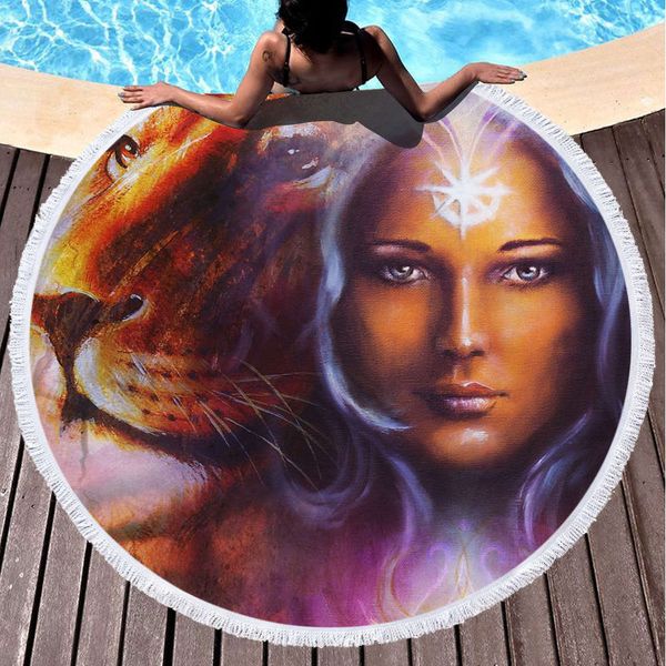 

bathrobe summer round ethnic printing beach travel bath towel versatile bathrobe