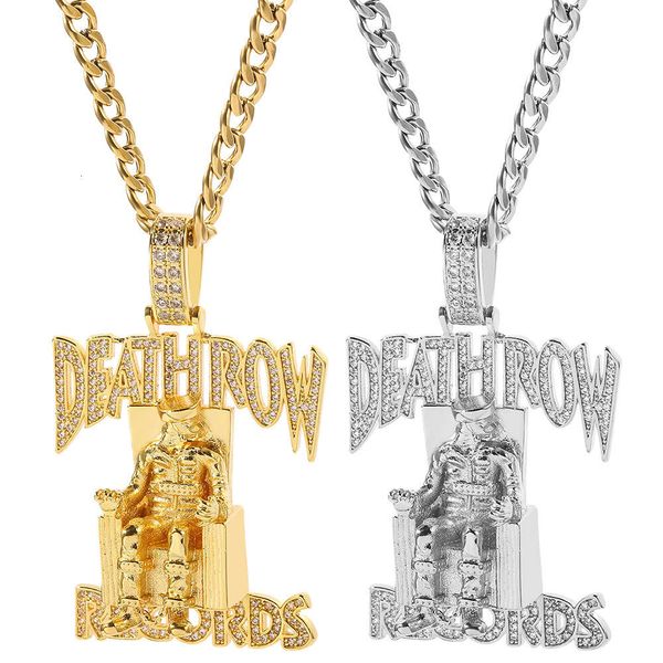 

necklace deathrow cuban king zircon pendant fashion hip hop jewelry, Black