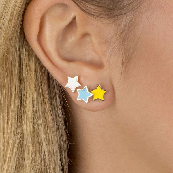 

fashion simple color star earrings copper plated sterling painting