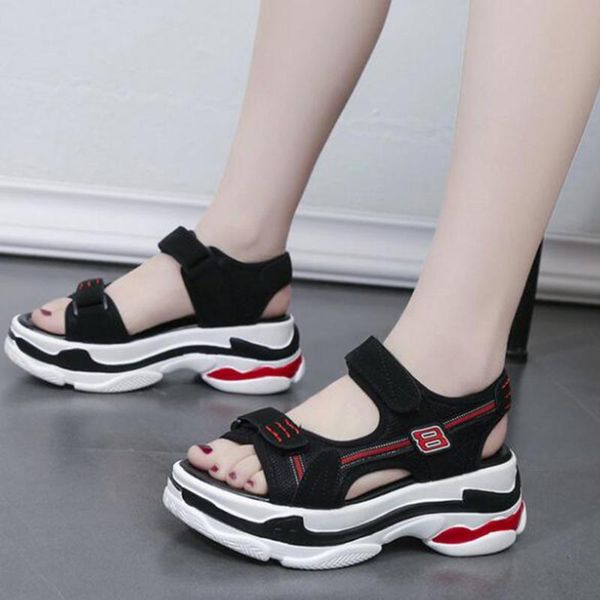 

dress shoes 2021 summer platform women sport sandals fashion beach ladies open toe outdoor leisure buty damskie kl254, Black