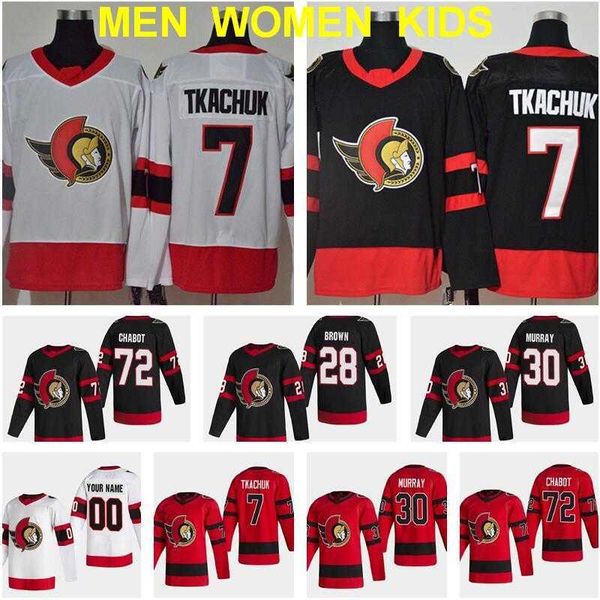 

reverse retro ottawa senators 7 brady tkachuk jersey 72 thomas chabot 30 matt murray 28 connor brown 9 bobby ryan 41 craig anderson hockey, Black