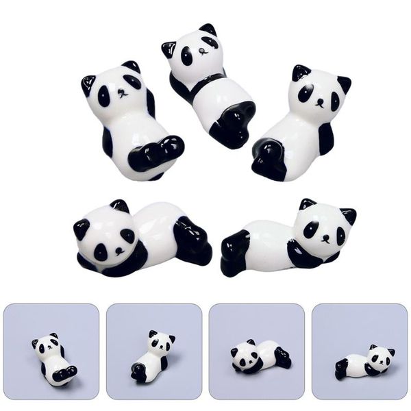

chopsticks 5pcs panda rest ceramic flatware holder storage rack (random style)