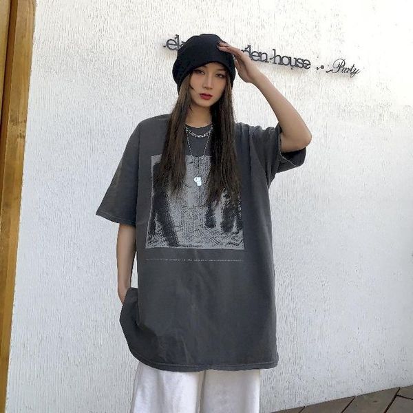 

womens tshirt vintage graphic short sleeve oversized t-shirt male casual tee t shirt harajuku mens clothing punk clothes goth, Black