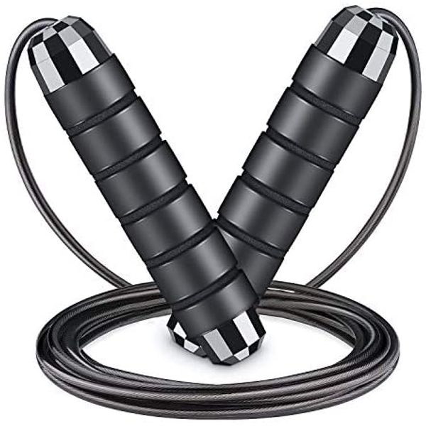 

skipping rope, fitness jump rope, sports skipping with foam handles and tangle rapid speed skipping rope cable, Silver