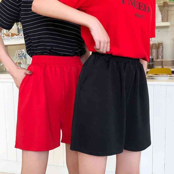 

summer new korean loose high waist wide leg pants versatile casual yoga sports shorts trend, Black
