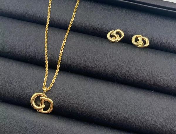 

d family necklace / dijia 2021 new cd letter neck chain women's net red fashion style temperament earrings, Silver
