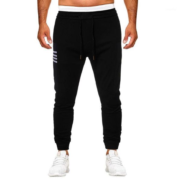 

summer men's tracksuit slim fit hip hop casual sport sweat pants trousers pockets pencil male sweatpants 8.13, Black