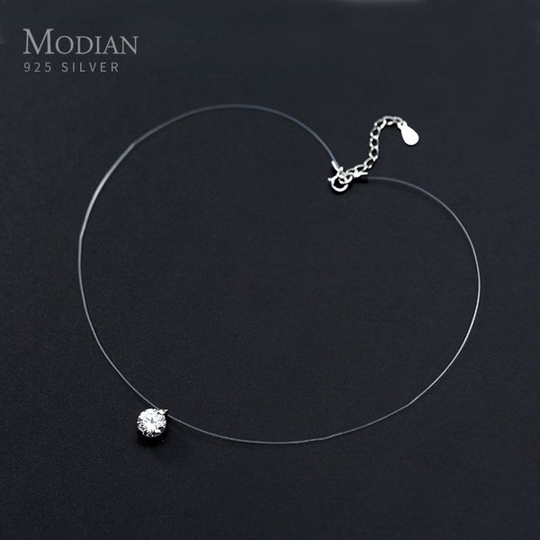 

designer necklace modian simple round clear pendant choker for women classc charm 925 sterling silver geometric design party jewelry