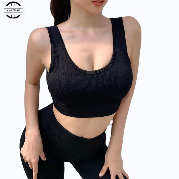 

gym clothing seamless women's underwear black workout padded sportswear high elasticity sports bra fitness yoga top, White;black