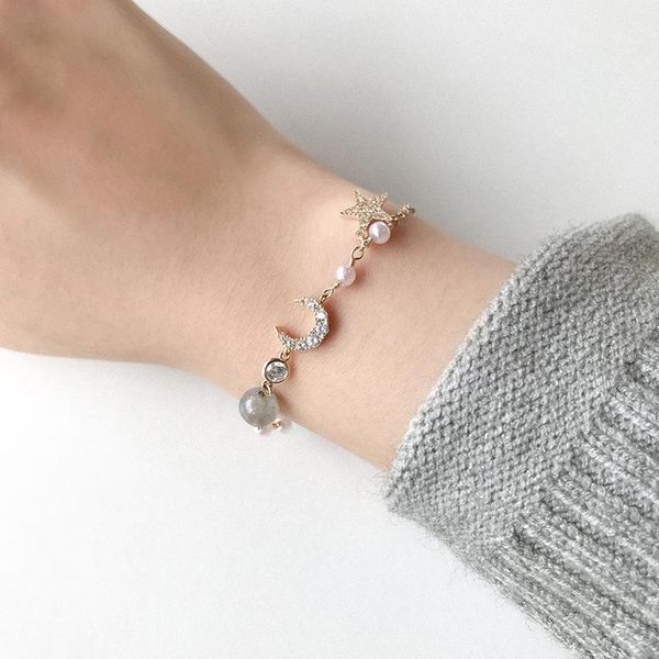 

bracelets moon bracelet stainless steel for women gold jewelry ladies gifts women's woman accesories charm, Golden;silver
