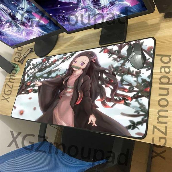 

mouse pads & wrist rests xgz large gaming pad black lock edge hd anime demon slayer kimetsu no yaiba computer table mat natural rubber non-s