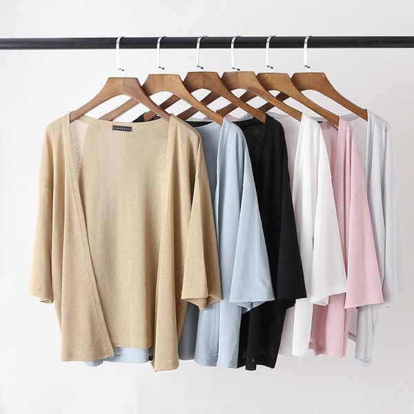 

women's knits & tees 2021 summer autumn women short cardigan shawl coat casual loose thin ice knitted cardigans female sun protection s, White
