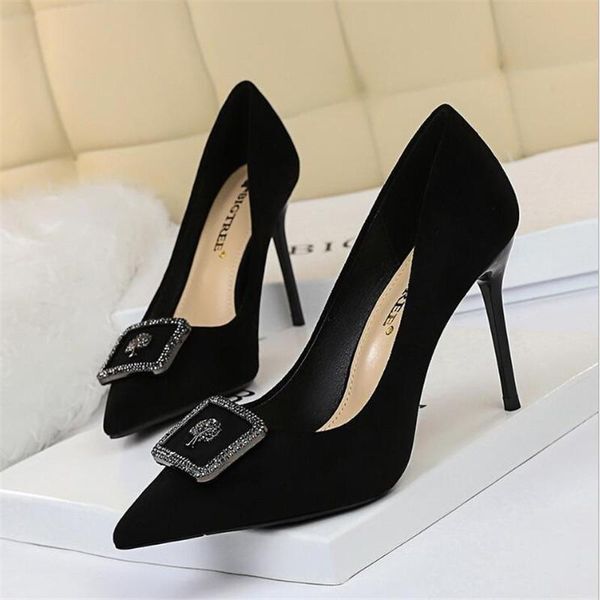 

dress shoes rhinestone heels yellow bigtree extreme high stiletto pointed evening black big size 43 buty