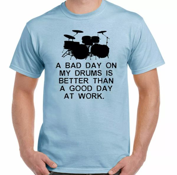 

a bad day on my battery funny mens t-shirt drumming kit stick snare, White;black