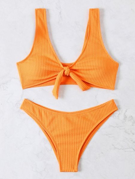 

plain knot bikini swimsuit c5d8#, White;black