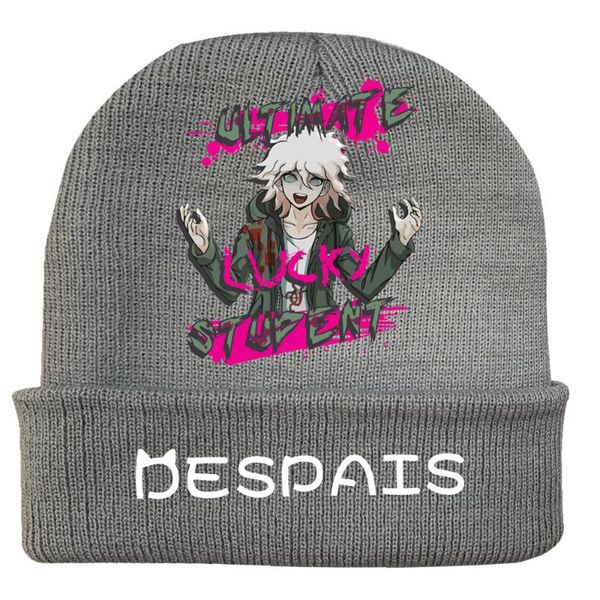 

beanies anime danganronpa monokuma naegi makoto gray hip hop keep warm knitted masked hat brimless pullover cap headgear helmet