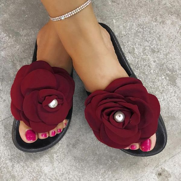 

slippers 2021 spring summer home flower women indoor non-slip breathable flat shoes light casual ladies, Black