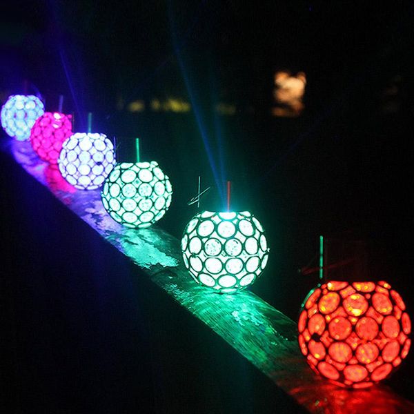 

lawn lamps solar led hanging light lantern waterproof hollow out ball lamp for outdoor garden yard patio fq-ing