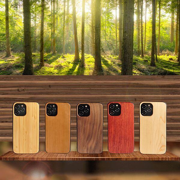 Madeira Bambu Recortada Borda B Capas de telefone TPU Capa traseira de corpo inteiro para iPhone 15 14 Plus XS XR 11 Pro Max 12 13 Mini SE2 Samsung S24 S23 Note 10 20 Ultra OnePlus 7T-Blank