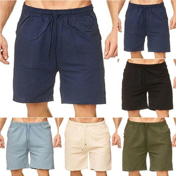 

men's shorts men drawstring elastic waist pants summer casual straight leg trousers, White;black