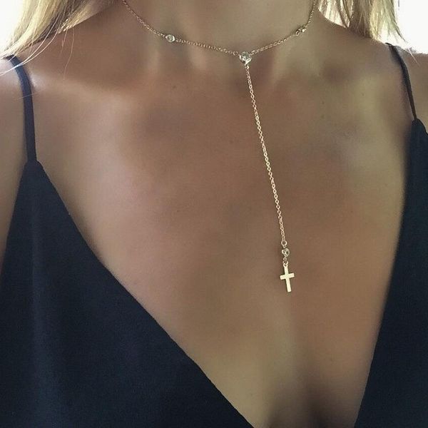 

pendant necklaces jewelry lovers crystal cross trendy silver color bohemia tassel necklace chain women collares