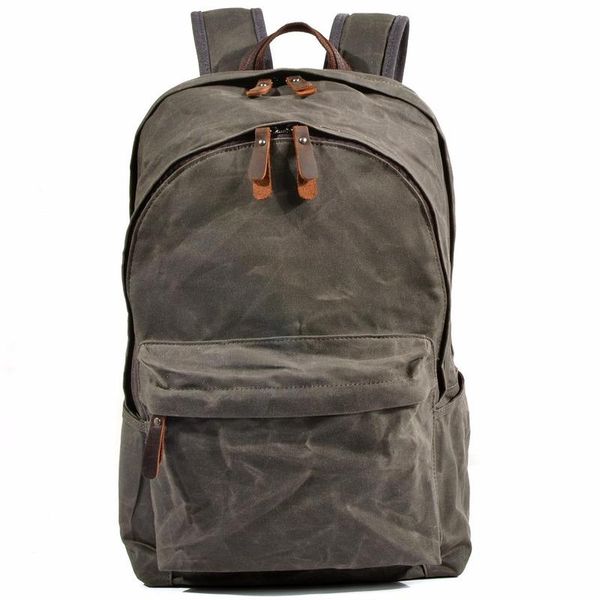 

backpack ladies oil wax canvas bookbag retro waterproof travel large capacity