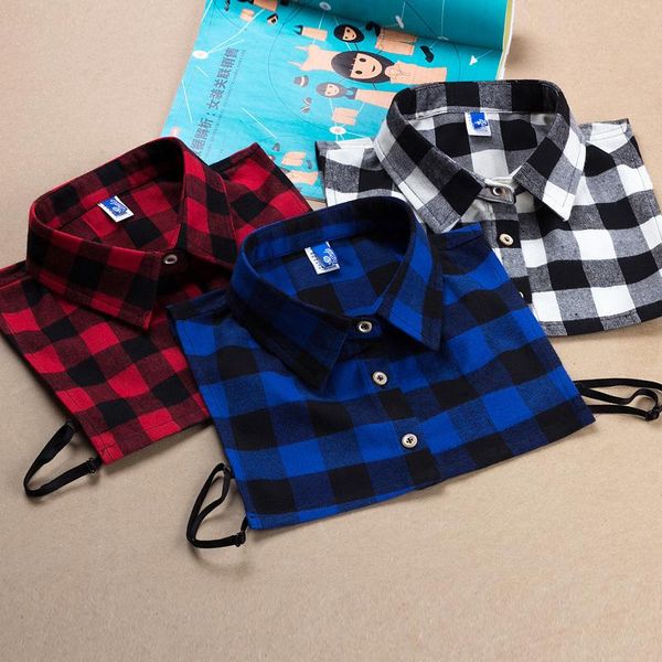 

bow ties 2021 mens plaid fake collar for women blouse detachable shirt false lapel neckwear sweater decorative, Black;gray