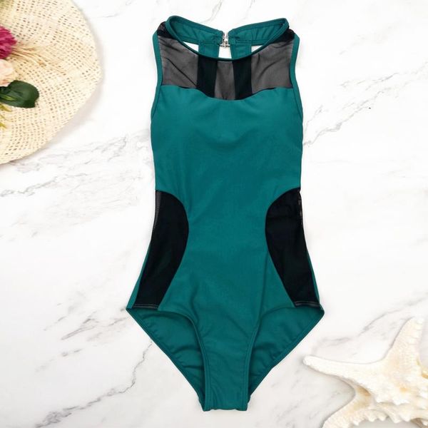 

one-piece suits 2021 swimsuit girls one piece swimwear women bodysuit high neck beachwear backless sports swim suit bathing