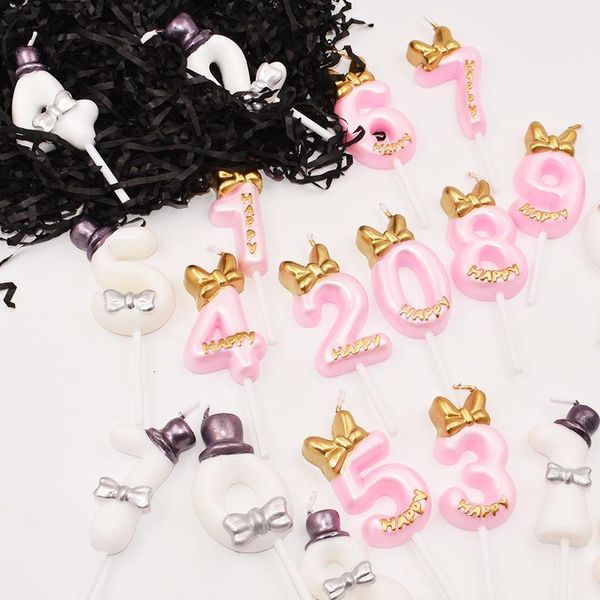 

other festive & party supplies 1pc 1 2 3 4 5 6 7 8 9 0 birthday candles gold sliver kids bow hat for cake