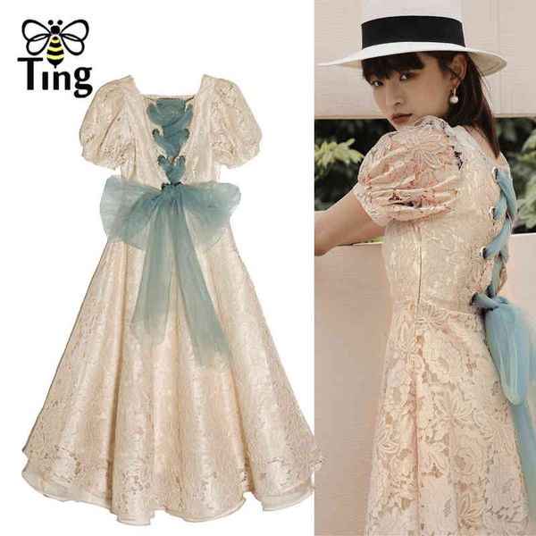 

vintage elegant mori girl lace summer knee length dress retro back up bowknot party dresses aesthetic clothes 210513, Black;gray