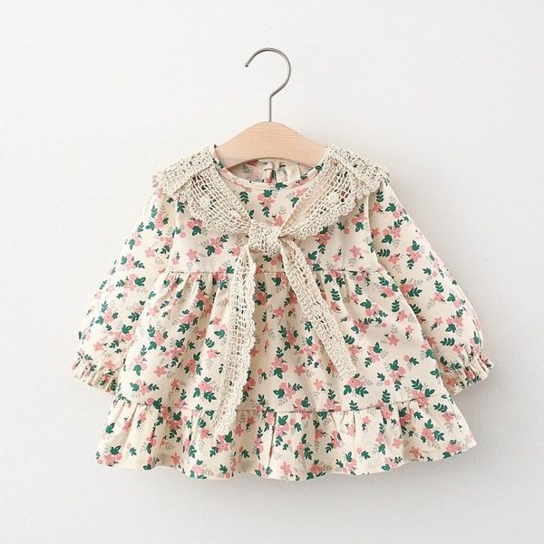

girl's dresses baby girl dress spring autumn floral long-sleeve princess infant girls casual birthday party clothes, Red;yellow