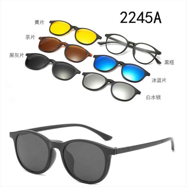 

pc 5 in 1 and safety glasses swappable magnet clip on clips polarizedc sun frame eyewear sunglasses with bag, White;black