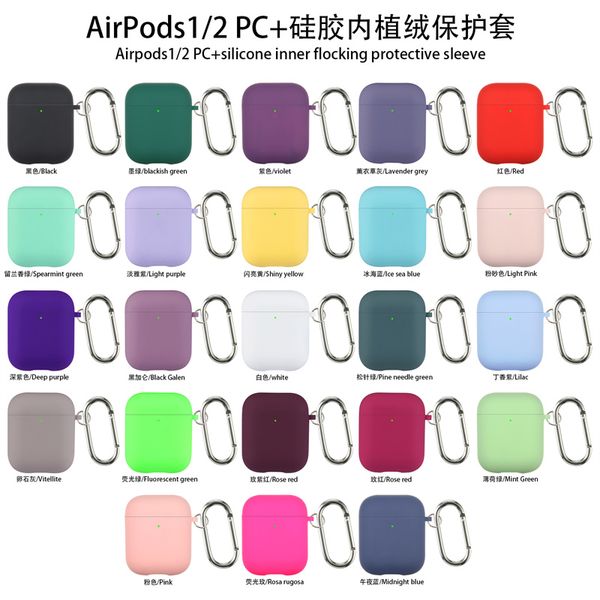 Airpods originais oficiais do silicone dos casos sem fio Bluetooth Silicon Líquido da maçã do líquido da maçã 2/3 Capa fone de ouvido Candy Color Caixa de proteção dura Fundas com keychain