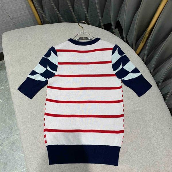 

women's t-shirt t shirt high-end 74% silk short sleeve knit t-shirt women summer o-neck navy style stripe patchwork knitwear soft casua, White