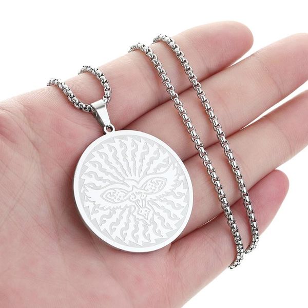 

pendant necklaces chengxun viking raven charm necklace men women stainless steel chain spiritual talisman pagan amulet gift, Silver