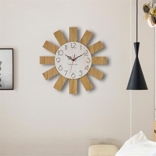 

wall clocks creative modern living room simple personality mute clock fashion bedroom hanging wooden quartz home decor