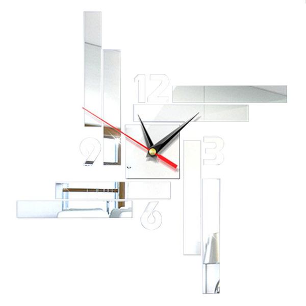 

mirror surface 3d sticker battery operated mute office home decoration acrylic numeral wall clock art living room modern large clocks