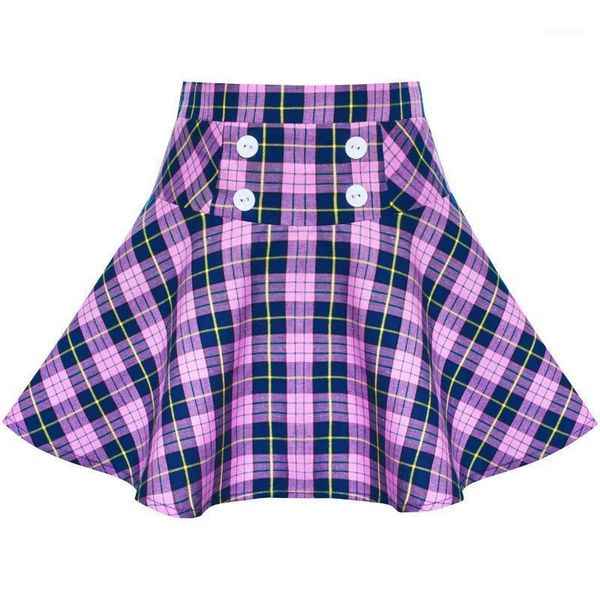 

skirts girls skirt purple tartan school stretchy uniform back cotton 2021 summer princess wedding party children clothes1, Blue