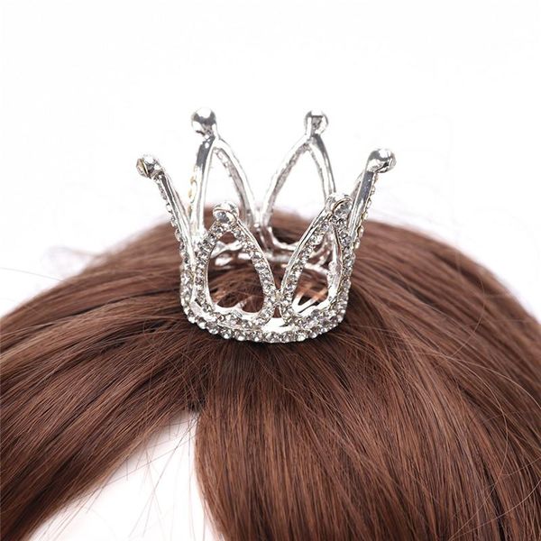 

hair clips & barrettes girls mini crystal crown tiara combs clear stone small accessories fashion jewelry, Golden;silver