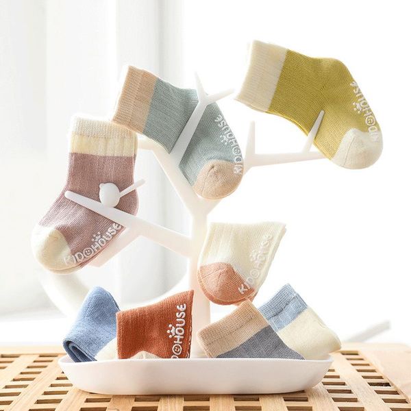 

socks 1pcs baby anti slip born cotton soft infant girls boys spring autumn floor for toddlers gift 0-3y, Pink;yellow