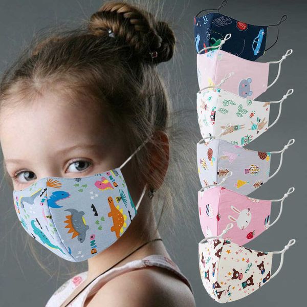 

1-7pcs masque for kids cartoon printed adjustable earloop washable reusable mascarilla monder scarf halloween cosplay mask