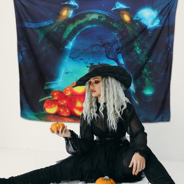 

tapestries 1pc halloween backdrop wall decor pumpkin background cloth hallowmas tapestry prop family bar diy decoration