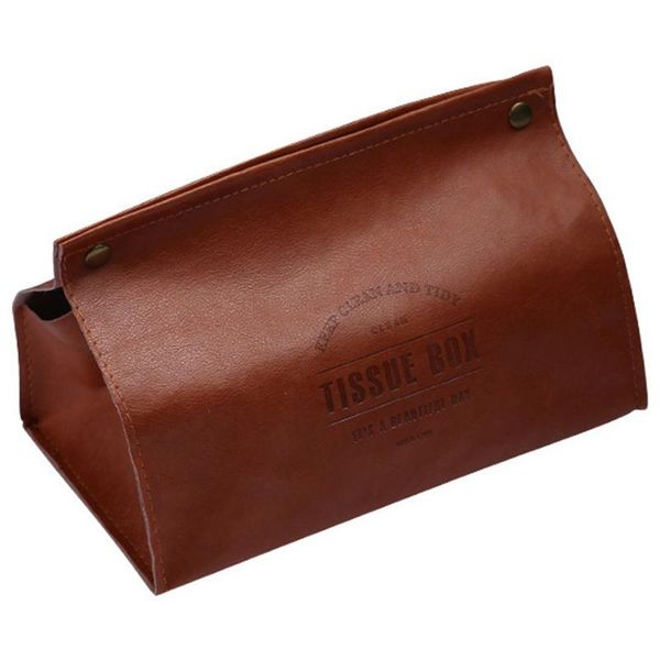 

tissue boxes & napkins 99 -pu leather box letter foldable napkin holder rectangular household kitchen paper storage box(brown)