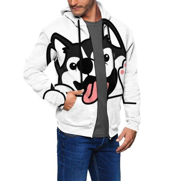

men's hoodies & sweatshirts 2021 est animal siberian husky wild trend 3d print pullover streetwear fashion men/women funny, Black